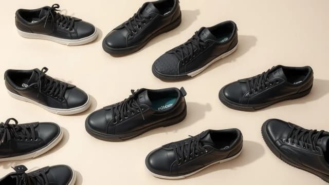 Svarta sneakers dam för varje tillfälle