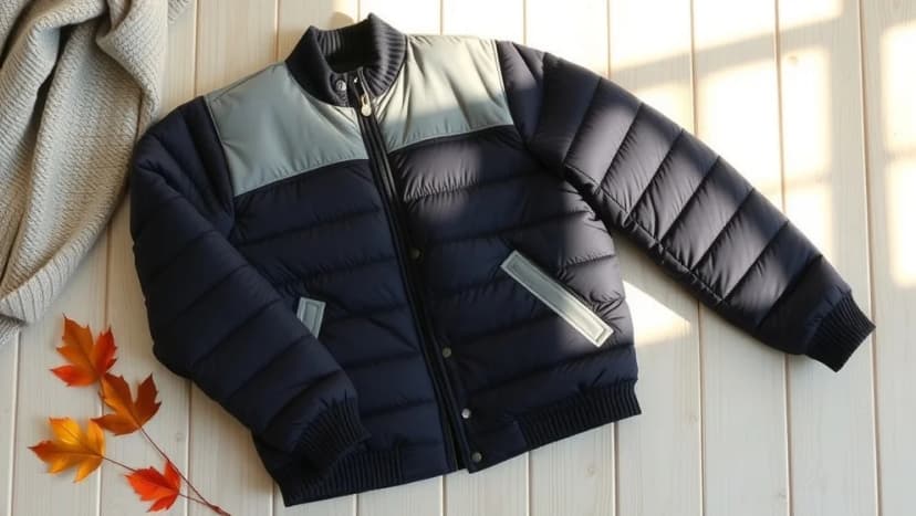 Tunn dunjacka herr som håller värmen